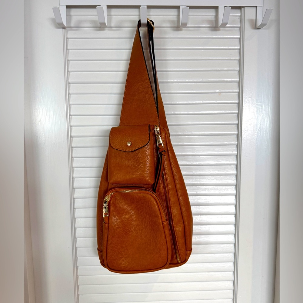 Poppy & Peonies Tan Crossbody Bag